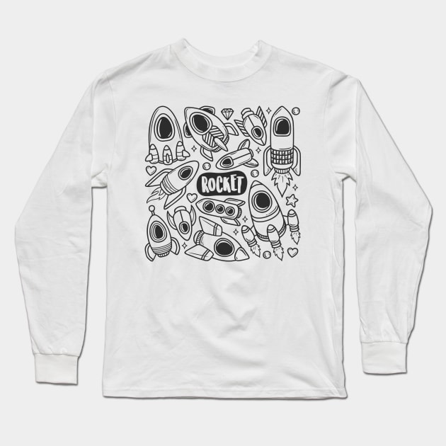 Rocket Abstract Long Sleeve T-Shirt by Mako Design 